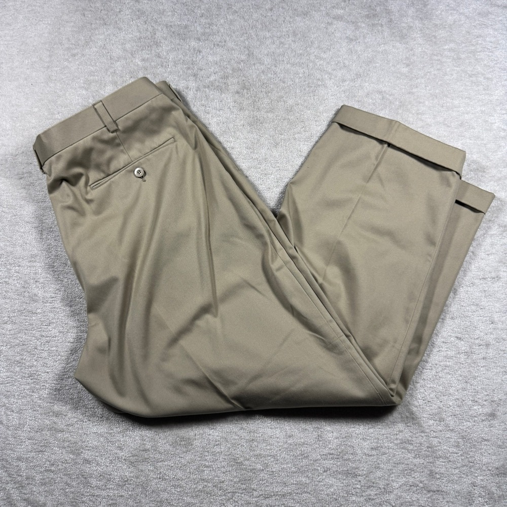 Knightsbridge Pants Mens 40x30 Tan Premium Khaki Double Pleated Cuffed Trousers